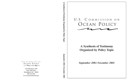 A Synthesis of Testimony Organized by Policy Topic September 2001-November 2002