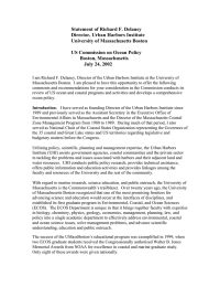 Statement of Richard F. Delaney Director, Urban Harbors Institute