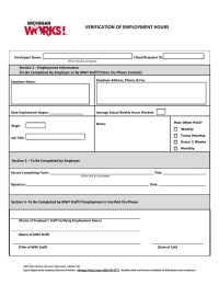 VERIFICATION OF EMPLOYMENT HOURS