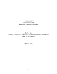 Statement of John H. Caldwell President, Caldwell Associates