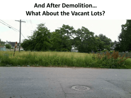And After Demolition… What About the Vacant Lots?