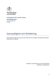 Samsjuklighet och förbättring  Institutionen för socialt arbete Socialhögskolan