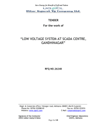 “LOW VOLTAGE SYSTEM AT SCADA CENTRE, GANDHINAGAR”  TENDER