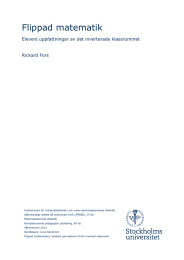 Flippad matematik Elevers uppfattningar av det inverterade klassrummet Rickard Fors