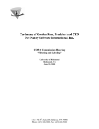 Testimony of Gordon Ross, President and CEO COPA Commission Hearing