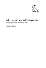 Job Insecurity and Its Consequences Anne Richter  Investigating Moderators, Mediators and Gender