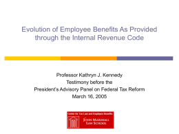 Evolution of Employee Benefits As Provided through the Internal Revenue Code