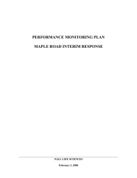 PERFORMANCE MONITORING PLAN  MAPLE ROAD INTERIM RESPONSE PALL LIFE SCIENCES