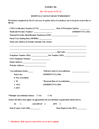 EXHIBIT 286  HOSPITAL/CAH DATABASE WORKSHEET