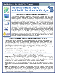 Traumatic Brain Injury in Michigan Highlights of the MDCH TBI Project 2011
