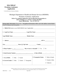 Michigan Department of Health and Human Services (MDHHS) Premium Assistance Application