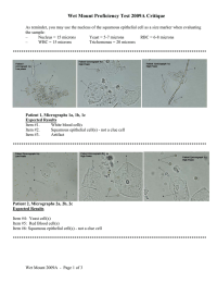 Wet Mount Proficiency Test 2009A Critique