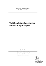 Förhållandet mellan statsim- munitet och jus cogens JURIDISKA INSTITUTIONEN