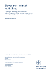 Elever som missat logiktåget Kopplingar mellan gymnasieelevers inlärningsstrategier och multipla intelligenser