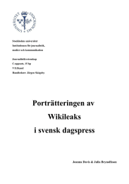 Stockholms universitet Institutionen för journalistik, medier och kommunikation Journalistikvetenskap