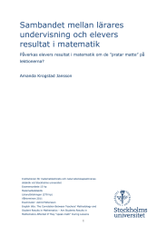 Sambandet mellan lärares undervisning och elevers resultat i matematik