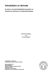 Introduktion av derivata En studie ur ett matematikdidaktiskt perspektiv om