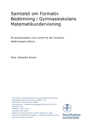 Samtalet om Formativ Bedömning i Gymnasieskolans Matematikundervisning