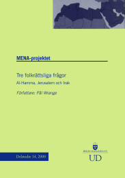 UD MENA-projektet Tre folkrättsliga frågor Al-Hamma, Jerusalem och Irak