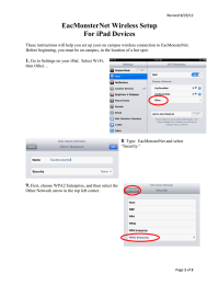 EacMonsterNet Wireless Setup For iPad Devices