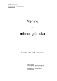 Mening – minne: glömska