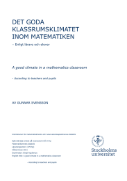 DET GODA KLASSRUMSKLIMATET INOM MATEMATIKEN A good climate in a mathematics classroom