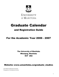 Graduate Calendar and Registration Guide For the Academic Year 2006 - 2007