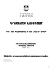 Graduate Calendar For the Academic Year 2003 - 2004 Website: www.umanitoba.ca/graduate_studies