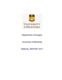 Department of Surgery University of Manitoba ANNUAL REPORT 2011