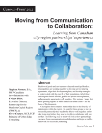 Moving from Communication to Collaboration: Learning from Canadian city-region partnerships’ experiences