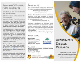 RESOURCES ALZHEIMER’S DISEASE: FACTS AND HOPES