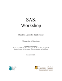 SAS  Workshop Manitoba Centre for Health Policy