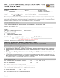 COLLEGE OF DENTISTRY (COD) ENDOWMENT FUND APPLICATION FORM