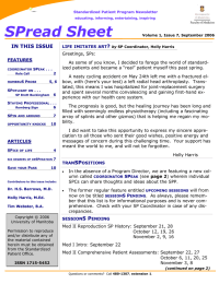 SPread Sheet IN THIS ISSUE FEATURES