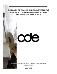 SUMMARY OF FY09-10 BUILDING EXCELLENT SCHOOLS TODAY (BEST) APPLICATIONS DIVISION