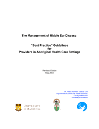 The Management of Middle Ear Disease: “Best Practice” Guidelines for