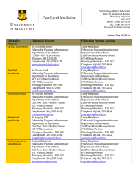 Postgraduate Medical Education 260-727 McDermot Avenue Winnipeg, Manitoba