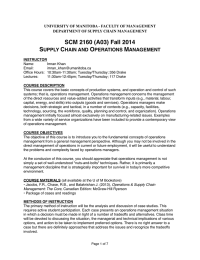 ! SCM 2160 (A03) Fall 2014! S C