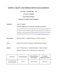 SUPPLY CHAIN AND OPERATIONS MANAGEMENT