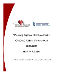 Winnipeg Regional Health Authority  CARDIAC SCIENCES PROGRAM 2007/2008