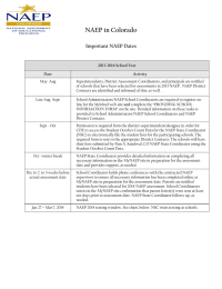 NAEP in Colorado Important NAEP Dates