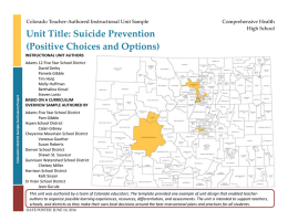 Unit Title: Suicide Prevention (Positive Choices and Options) Comprehensive Health