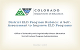 District ELD Program Rubrics: A Self- Assessment to Improve ELD Programs