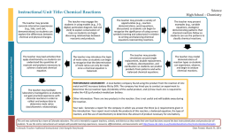 Instructional Unit Title: Chemical Reactions