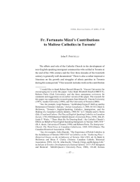 Fr. Fortunato Mizzi’s Contributions to Maltese Catholics in Toronto