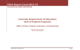 ESEA Report Card 2012-13 Colorado Department of Education Unit of Federal Programs