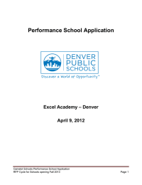 Performance School Application Excel Academy – Denver April 9, 2012