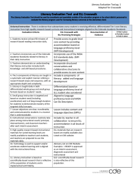 Literacy Evaluation Tool pg. 1 Adapted for Crosswalk