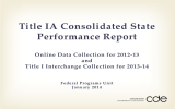Title IA Consolidated State Performance Report  Online Data Collection for 2012-13