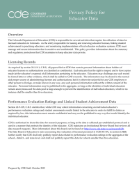 Privacy Policy for Educator Data Overview